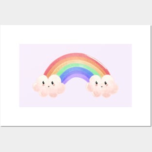 Rainbow with clouds Posters and Art